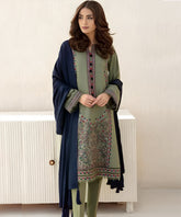 Dhanak 3PC Embroidered Shirt With Dhanak Plain Dupatta-1290